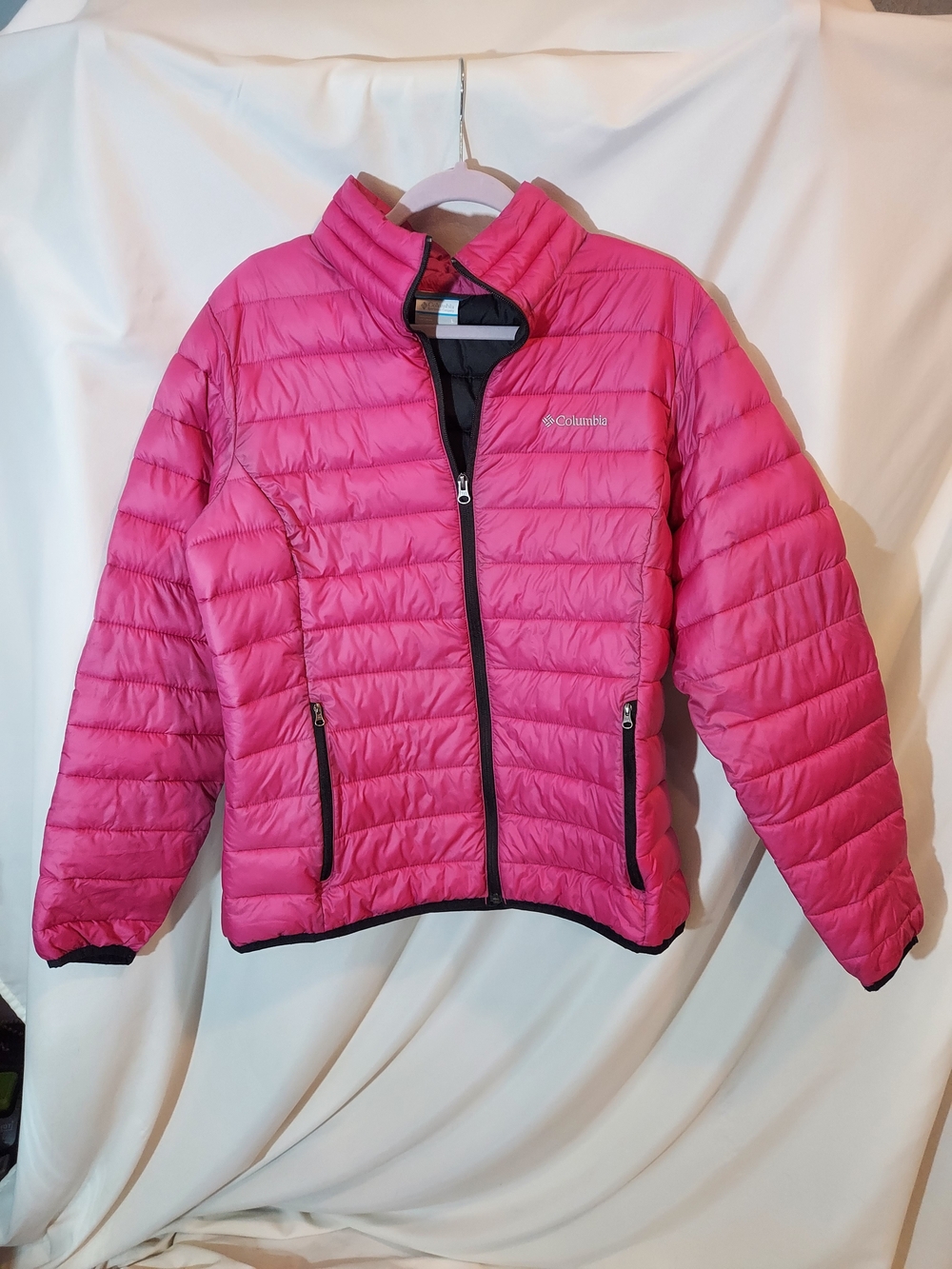 Columbia Pink Lightweight Puffer Jacket Women's Medium Full Zip Mock Neck L